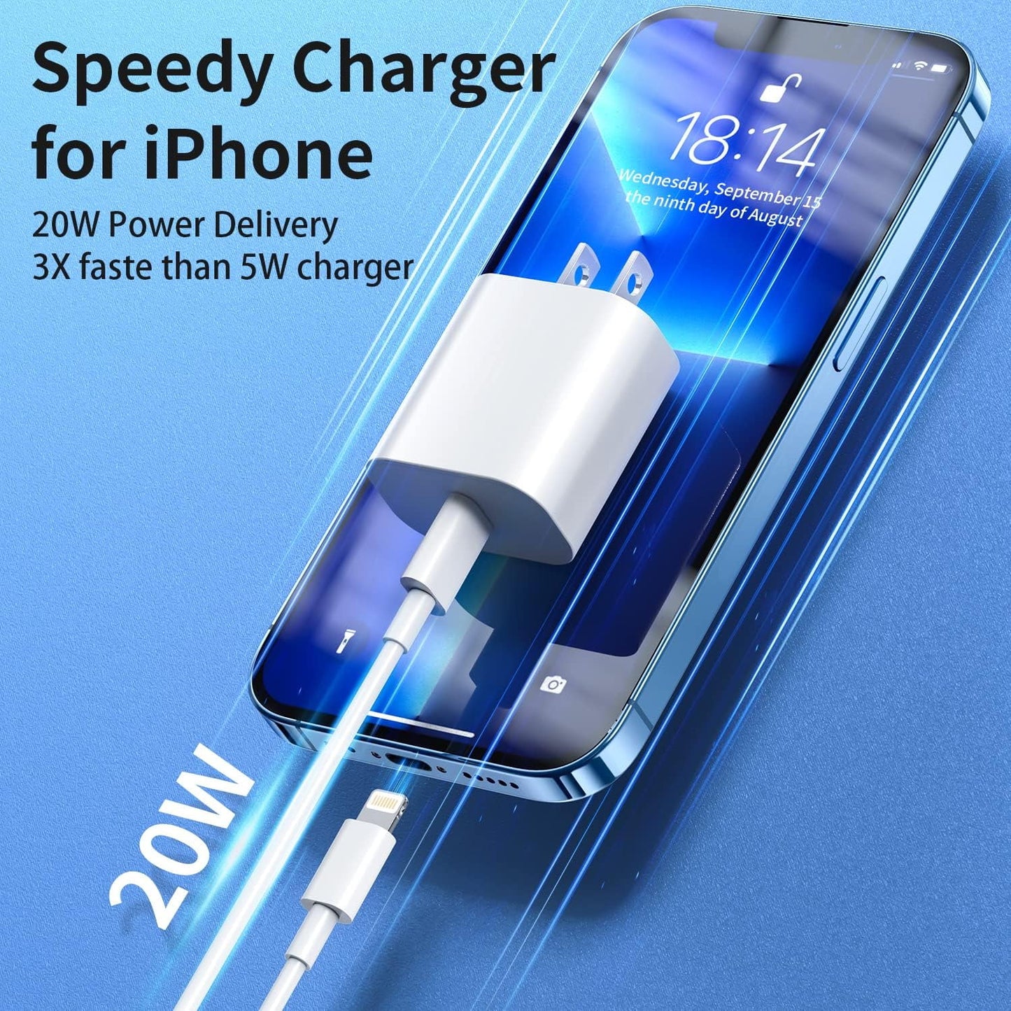 2Pack 20W Type C Charger Block with 6Ft USB C to L Cable, PD Fast Charger Compatible with Iphone, Ipad, Ipod