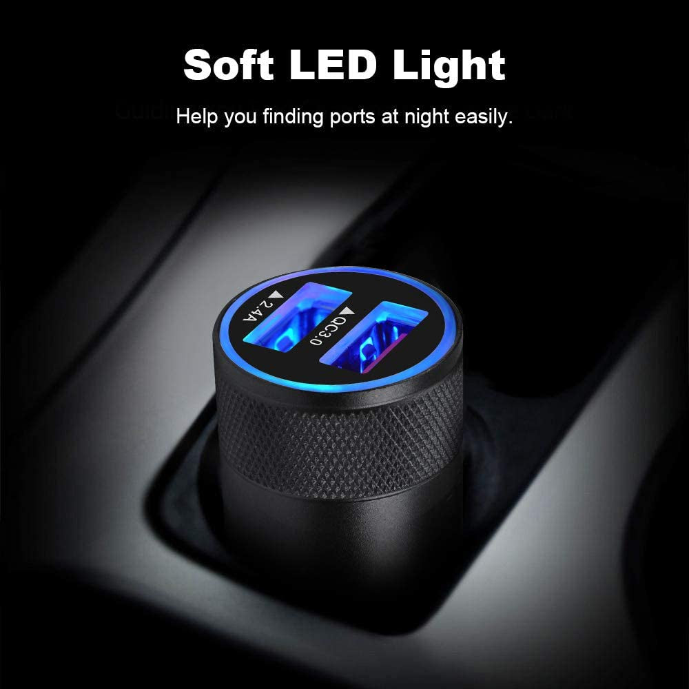 Fast Car Charger, Quick Charging 5.4A/30W Phone USB Adapter Rapid Plug 2 Port Cigarette Lighter Auto Charger Flush Compatible Samsung, Tablet, Iphone, Ipad, LG, Automobile