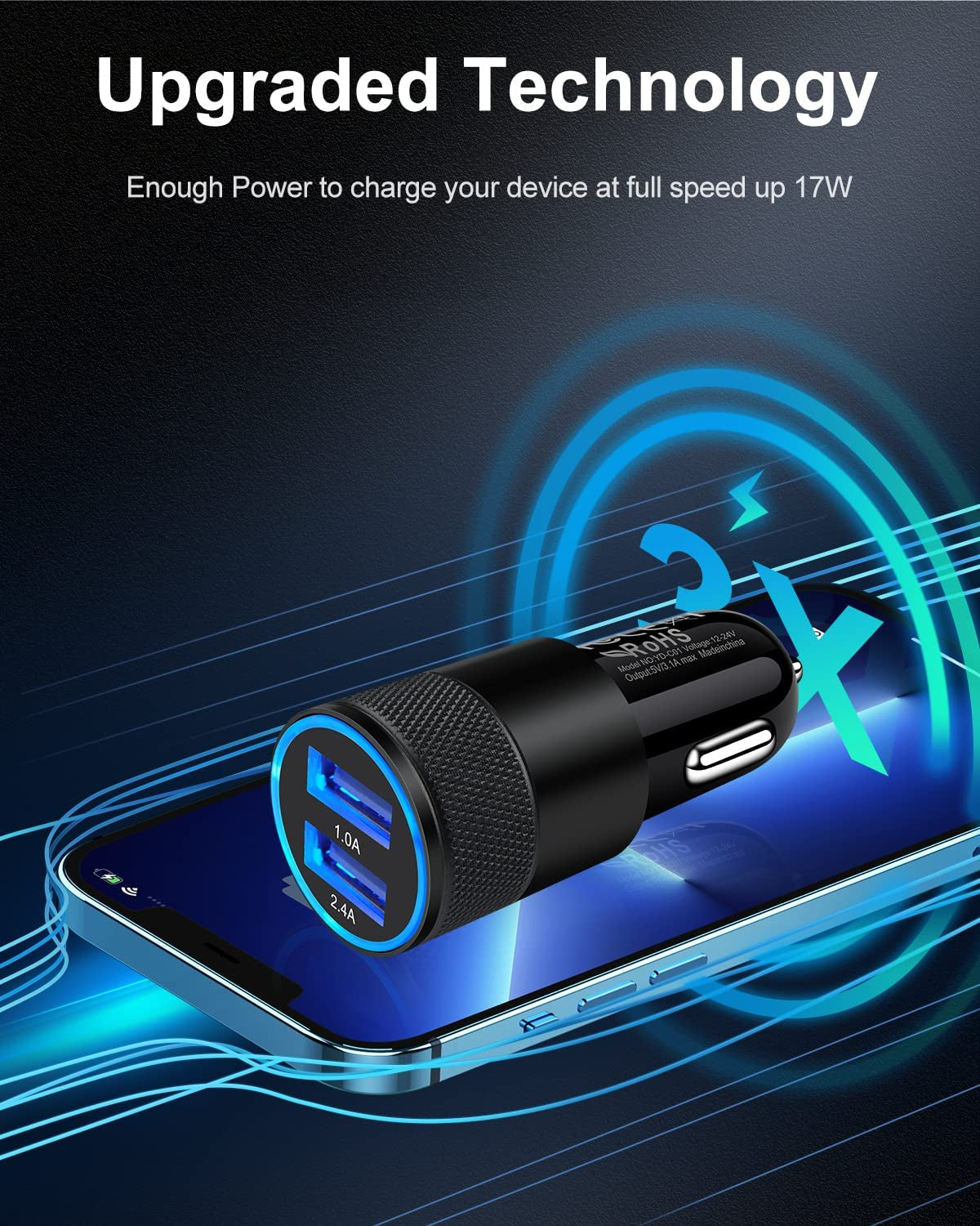Car Charger, [2Pack/3.4A] Fast Charge Dual Port USB Cargador Carro Lighter Adapter for Iphone 15 14 13 12 11 Pro Max X XR XS 17 plus 16, Ipad, Samsung Galaxy S23 S22 S21 S25 plus S7 J7 S10E S9 Note 8