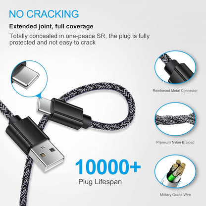 Type C Charger Fast Charger for Samsung Galaxy S25 S24 S23 S22 S21 Z Flip7 Z Fold7 A17 A56 A36 A26 A16 A55 A35 A25 A15 A54 A14 A53 A13,Quick Charge 3.0 Car Charger Wall Adapter +3FT 6FT USB C Cable