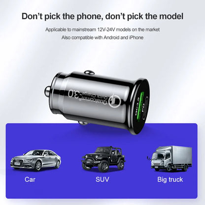Mini USB Car Charger Quick Charge 3.0 PD Charger Fast Charging USB Type C QC PD 3.0 Mobile Phone Charger for Samsung Galaxy S21