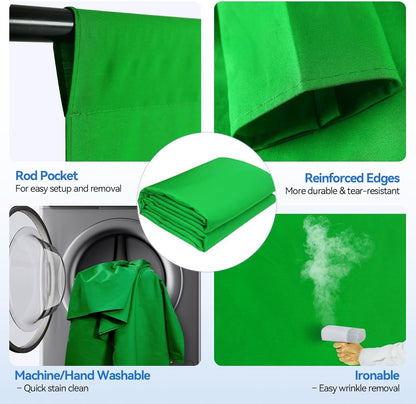 8.5 X 10Ft Green Screen Backdrop Kit with Tripod Stand, Photography Background Support System with 10 X12Ft 100% Cotton Muslin Chromakey Backdrop for Photo Studio, Video Shooting, Live Streaming