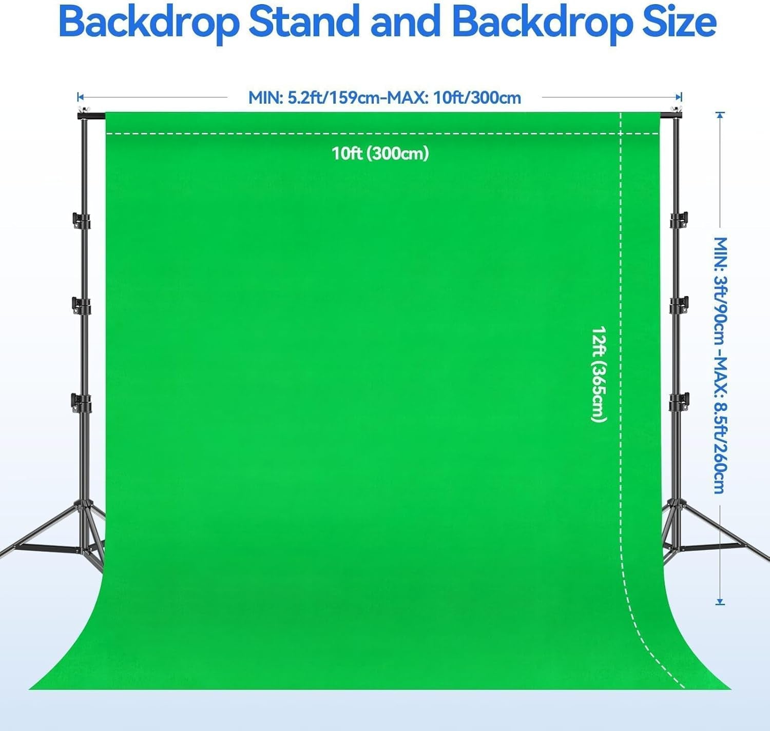 8.5 X 10Ft Green Screen Backdrop Kit with Tripod Stand, Photography Background Support System with 10 X12Ft 100% Cotton Muslin Chromakey Backdrop for Photo Studio, Video Shooting, Live Streaming