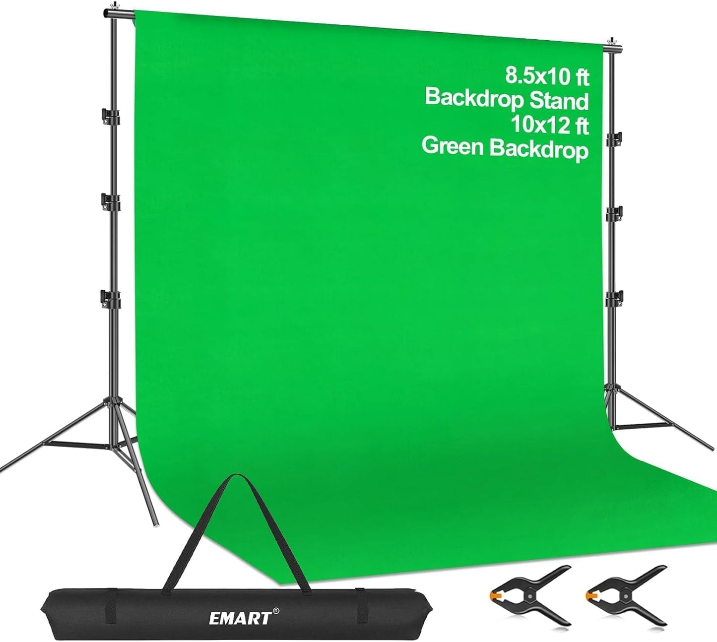 8.5 X 10Ft Green Screen Backdrop Kit with Tripod Stand, Photography Background Support System with 10 X12Ft 100% Cotton Muslin Chromakey Backdrop for Photo Studio, Video Shooting, Live Streaming